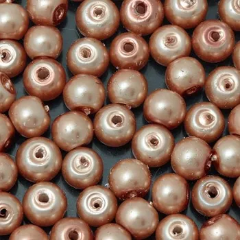 Náramek CZ Vosková perle KULIČKA 8mm světle bronzová