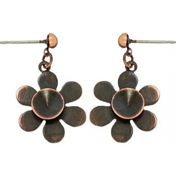 Náušnice Crystal-ZONE Náušnice bimbací kytička LUX Rivoli 8mm stará měď