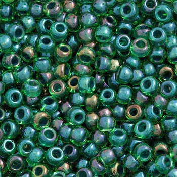 Korálek TOHO Co., Ltd. TOHO Round 11/0 Rainbow Peridot Lined Green