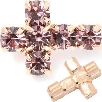 Přívěsek Crystal-ZONE Korálek křížek 10/7mm „horizontal“ light amethyst/rose gold