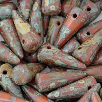 Korálek CZ Korálek mačkaný SPIKE 13/5mm červená travertin