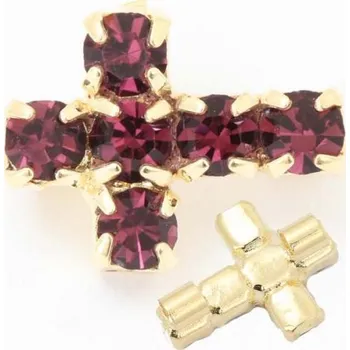 Přívěsek Crystal-ZONE Korálek křížek 10/7mm „horizontal“ amethyst/gold plating 24kt