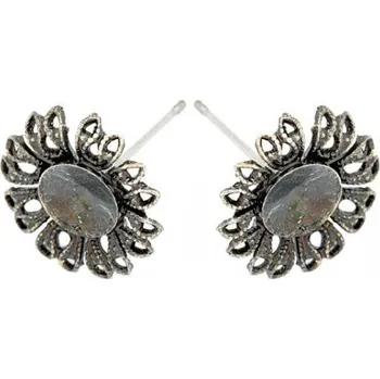 Materiál na výrobu šperku Crystal-ZONE Náušnicový trn FILIGRÁN Rivoli 6mm staré stříbro