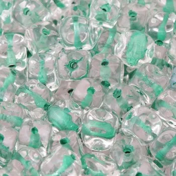 Korálek CZ Korálek mačkaný KOSTIČKA 5mm crystal průtah světle zelená