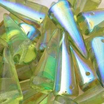 Korálek CZ Korálek mačknaý SPIKE 17/7mm olivine AB