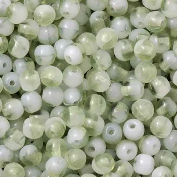 Korálek CZ Korálek mačkaný KULIČKA 4mm bílo zelená