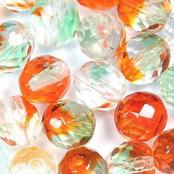 Korálek CZ Korálky broušené 8mm oranžová/zelená (20ks)