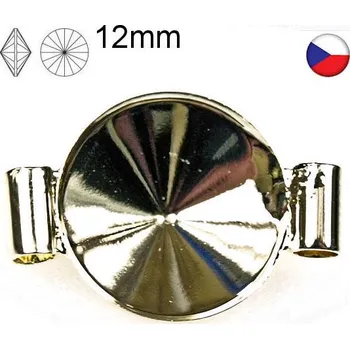 Korálek Crystal-ZONE Spojovací komponent Rivoli 12mm 2xtrubička gold plating 24kt