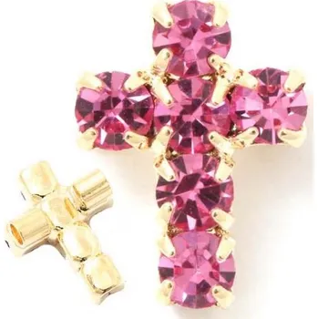 Přívěsek Crystal-ZONE Korálek křížek 10/7mm „vertikal“ rose/gold plating 24kt