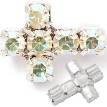 Přívěsek Crystal-ZONE Korálek křížek 10/7mm „horizontal“ jonquil AB/rhodium