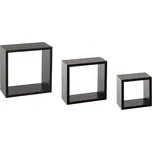 Sada 3 nástěnných polic CUBERLY černá