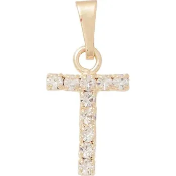 Přívěsek Crystal-ZONE Písmenko štras „T“ rose gold