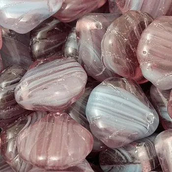 Korálek CZ Korálek mačkaný MUŠLE 14mm fialová žíhaná