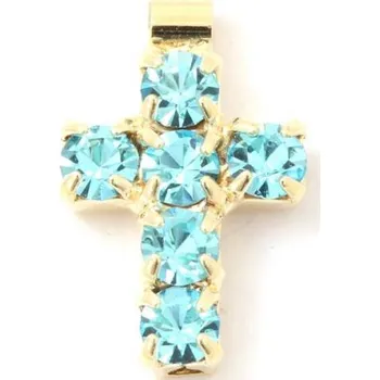 Přívěsek Crystal-ZONE Přívěsek křížek 10/7mm light turquise/gold plating 24kt