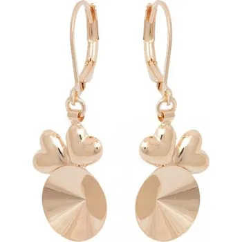 Náušnice Crystal-ZONE Náušnice bimbací SRDÍČKA Rivoli 12mm rose gold