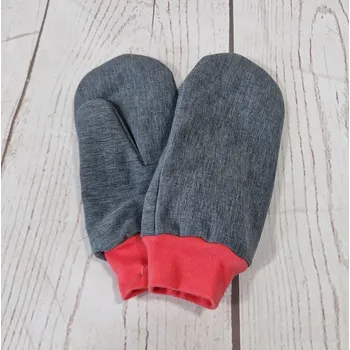 Rukavice Yháček Softshellové rukavice, žíhané šedé/losos, L Velikost:: L