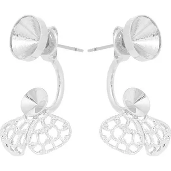 Náušnice Crystal-ZONE Náušnice DOUBLE chaton 8mm/filigrán rivoli 6mm rhodium