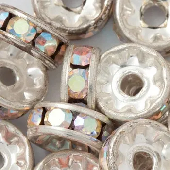 Materiál na výrobu šperku CZ Šatonová rondelka 4,5mm stříbro/crystal AB