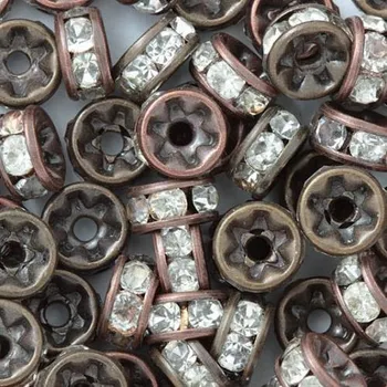 Materiál na výrobu šperku CZ Šatonová rondelka 4,5mm stará měď/crystal