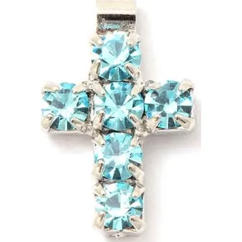 Přívěsek Crystal-ZONE Přívěsek křížek 10/7mm light turquise/rhodium