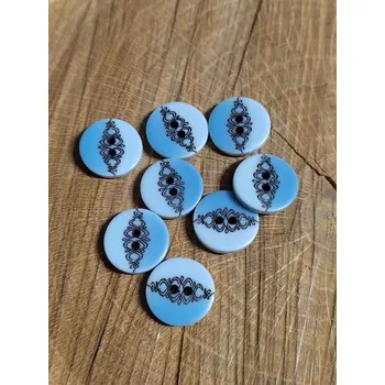 Knoflík Knoflík modrý s ornamentem