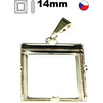 Přívěsek Crystal-ZONE Přívěsek střed SquareRing 14mm krapny gold plating 24kt