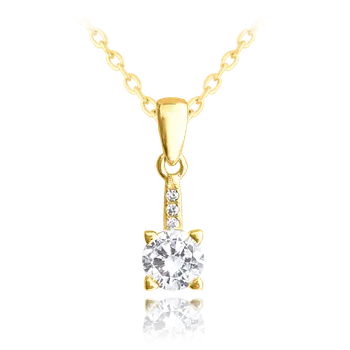 Náhrdelník MINET Pozlacený elegantní stříbrný náhrdelník s bílým zirkonem JMAS0150GN45