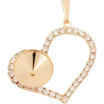 Přívěsek Crystal-ZONE Přívěsek SRDCE strass rivoli 12mm rose gold