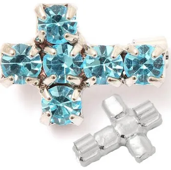 Přívěsek Crystal-ZONE Korálek křížek 10/7mm „horizontal“ light turquise/rhodium