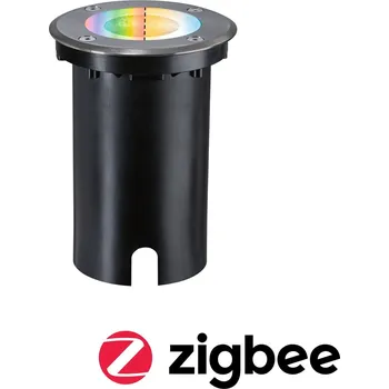 Venkovní osvětlení PAULMANN LED zemní svítidlo Smart Home Zigbee 3.0 Floor IP67 kruhové 110mm RGBW+ 4,9W 230V kov kartáčovaný hliník - PAULMANN P 94845