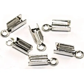 Materiál na výrobu šperku CZ Koncovka na kůži rhodium