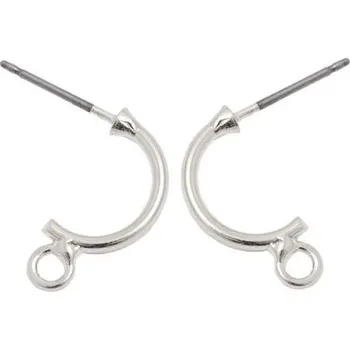 Náušnice Crystal-ZONE Náušnice trn půlkruh s očkem 15mm rhodium