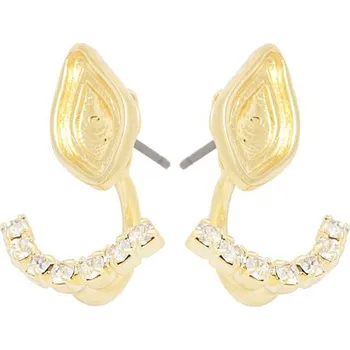 Náušnice Crystal-ZONE Náušnice DOUBLE flame 10mm/strass gold plating 24kt