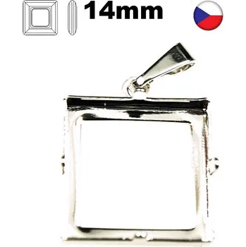 Přívěsek Crystal-ZONE Přívěsek střed SquareRing 14mm krapny rhodium