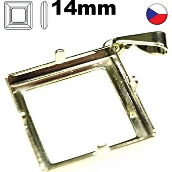 Přívěsek Crystal-ZONE Přívěsek koso SquareRing 14mm krapny gold plating 24kt