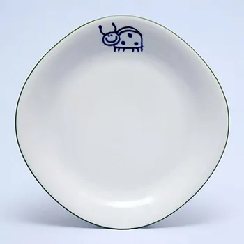 Talíř Suisse Langenthal | Talíř dezertní - beruška, zelená linka, 22 cm, Dětský dekor Kamarádi