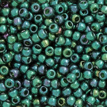 Korálek TOHO Co., Ltd. TOHO Round 11/0 Gold Lustered Emerald