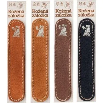 Doplněk ke knize Kožená záložka do knihy Panna - kůže hnědá semiš, zlatá ražba