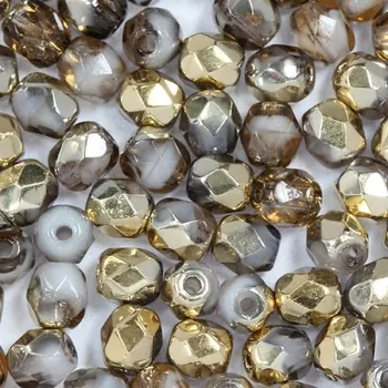 Korálek CZ Korálky broušené 4mm kouřovobílá GSHA (50ks)