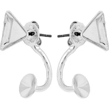 Náušnice Crystal-ZONE Náušnice DOUBLE Angled Cube 8mm/rivoli 6mm rhodium