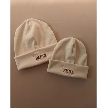 Kojenecká čepice NEW Párová čepička pro tátu a dítě Barva čepičky: Krémová, Velikost dětské čepičky: 35 - 40 cm - od 0 měsíců do 5 měsíců