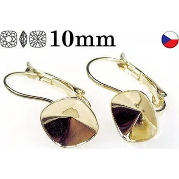 Náušnice Crystal-ZONE Náušnice Square 10mm gold plating 24kt