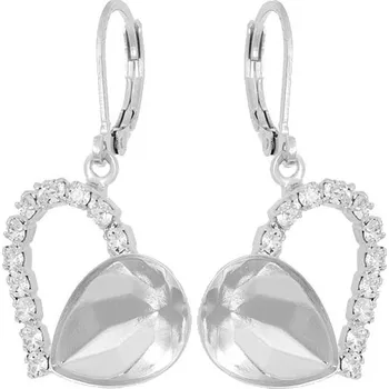 Náušnice Crystal-ZONE Náušnice Heart Strass Pear 14mm rhodium