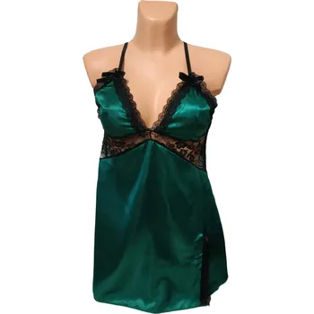 Saténová košilka s krajkou Barva: Zelená, Velikost: L