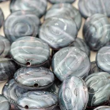 Korálek CZ Korálek mačkaný ŠNEK 13mm modrá žíhaná