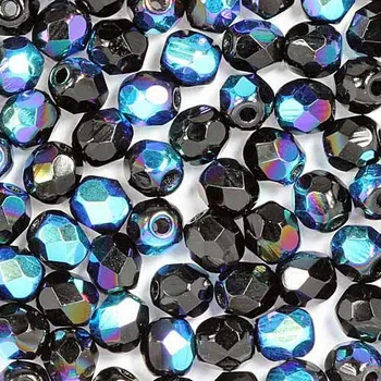 Korálek CZ Korálky broušené 4mm černá AB (50ks)