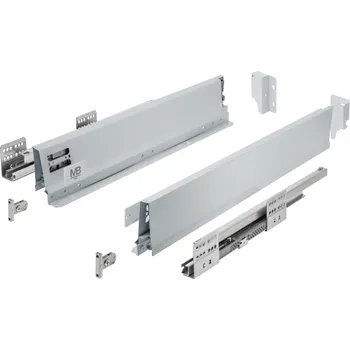 Nábytkové kování Zásuvka GTV MODERN BOX PRO, H 84 mm, L 300 mm, soft-close, plný výsuv, šedá