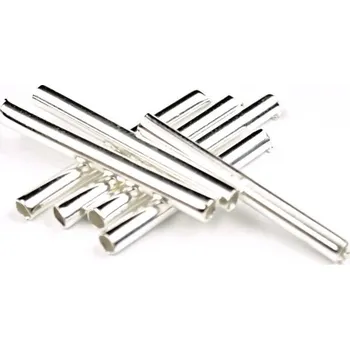 Korálek Trubička kovová rovná 20mm stříbro