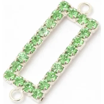 Materiál na výrobu šperku Crystal-ZONE Štrasový obdelník s očky peridot/stříbro