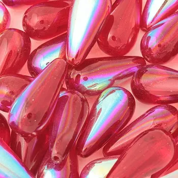 Korálek CZ Korálek mačkaný KAPKA 19/8mm červená AB